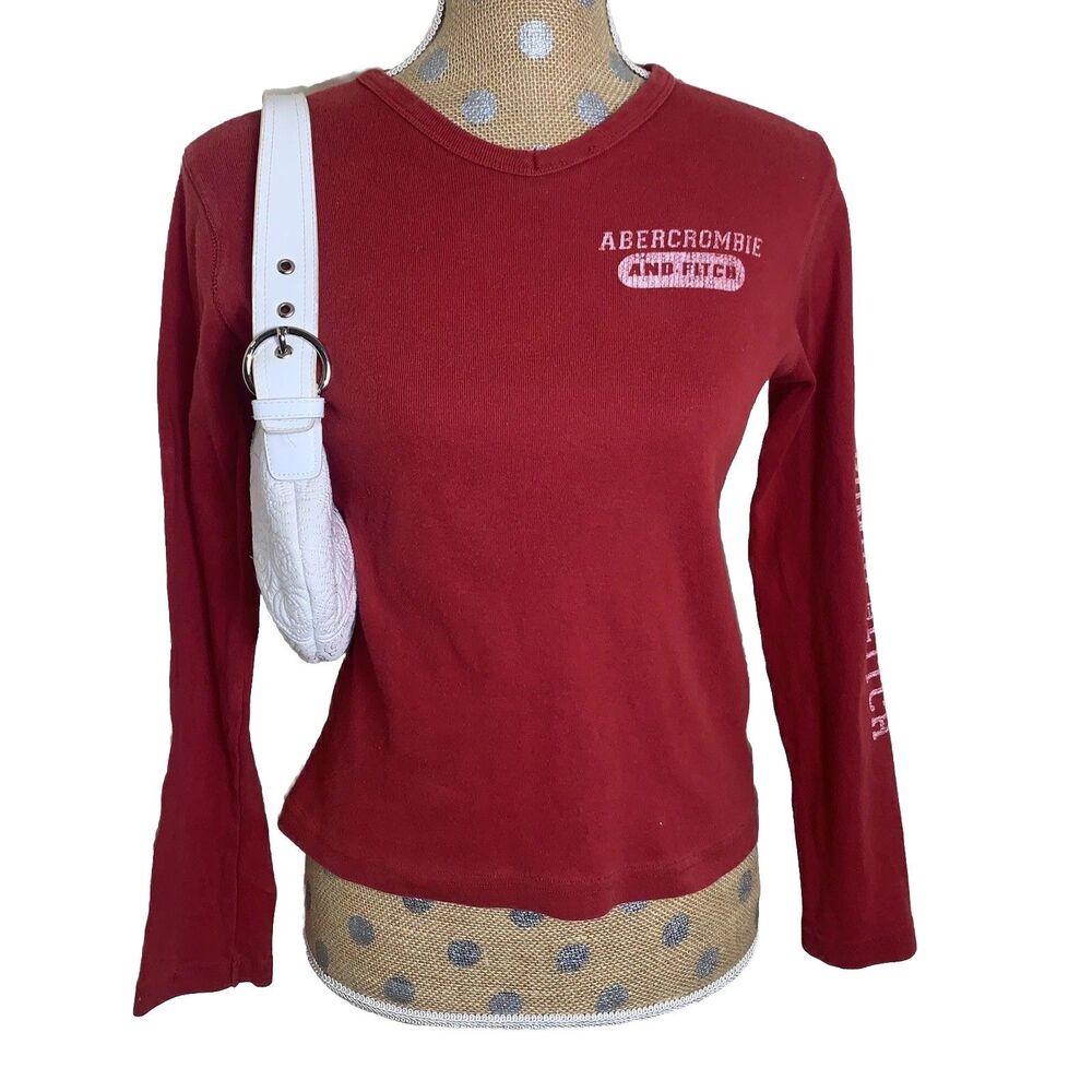 Vintage y2k Abercrombie & Fitch Long Sleeve Spellout Distressed Preppy S/M